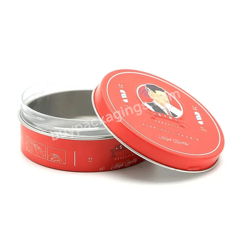 Round Metal Cosmetic Hair Pomade Tin Can Box With Plastic Container Face Cream Tin Jar