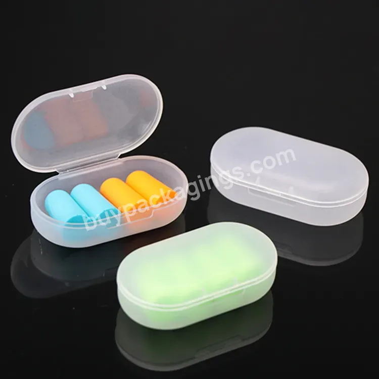 Round Mini Travel Jewelry Box Case Plastic Packaging Storage Cube Ear Plugs Box Earplug Case Storage Two Pairs Earplug Box