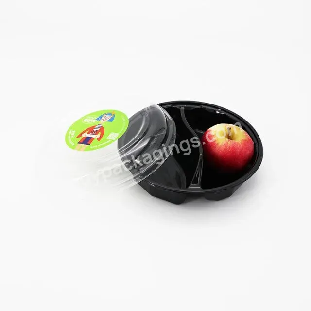 Round Shape Disposable Plastic Box Fruit Packaging With Lid 2 Compartments Dry Fruits Box Packaging Dried Fruit Box