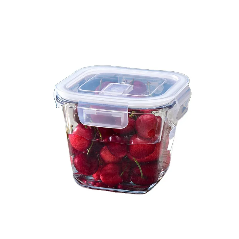 Round Square Shape Clear Texture Sealed Fresh-keeping Box Glass Food Can Manufacture Supplier Glass Bottle