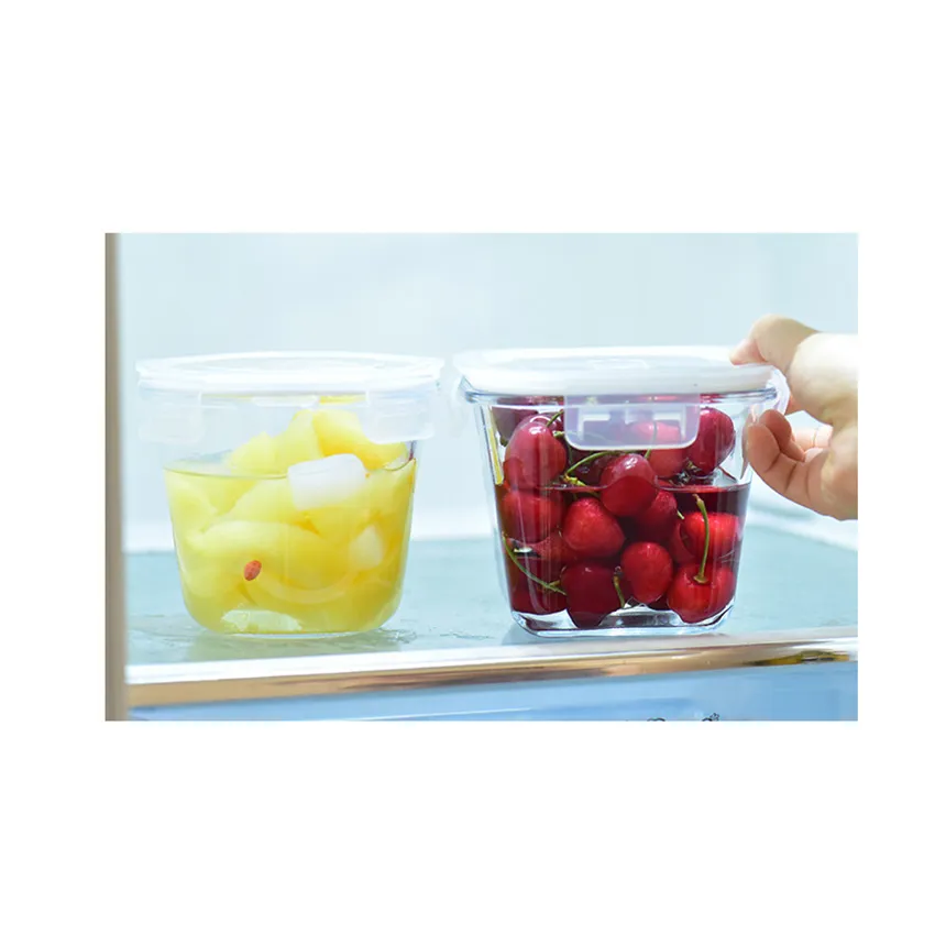 Round Square Shape Clear Texture Sealed Fresh-keeping Box Glass Food Can Manufacture Supplier Glass Bottle