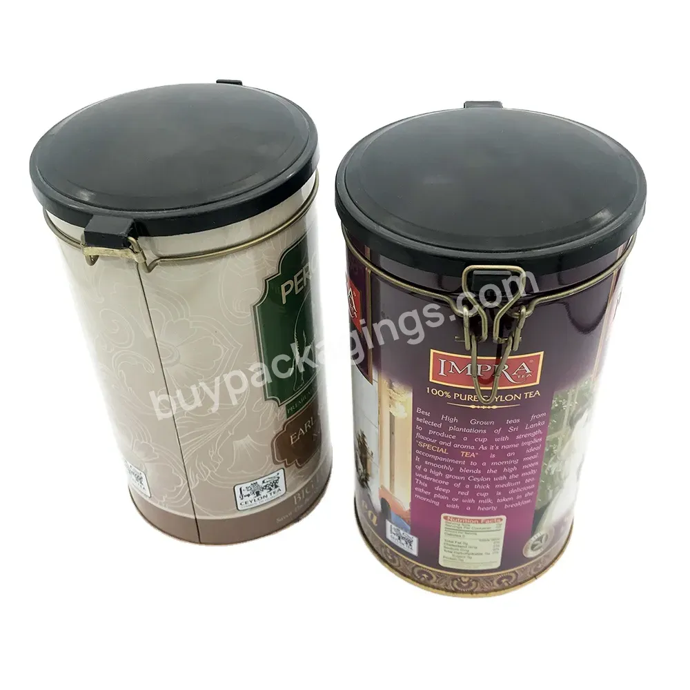 Round Tea Tin Can With Airtight Metal Lids