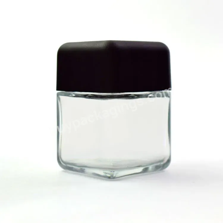 Row Flower Glass Packaging Mason Jar 2oz 3oz 4oz Airtight Square Glass Cube Stash Jar Container Square Glass Bottle