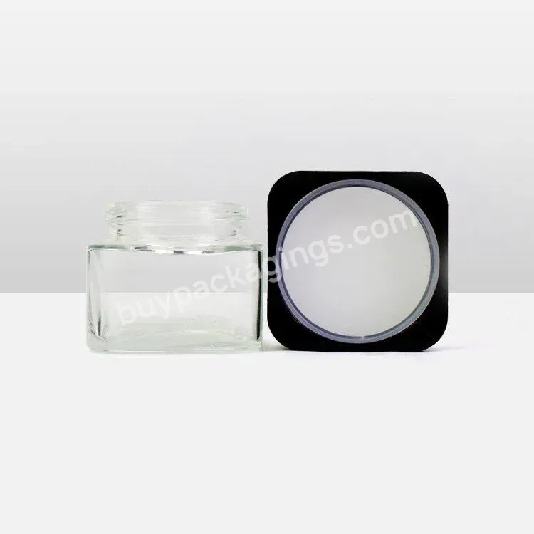 Row Flower Glass Packaging Mason Jar 2oz 3oz 4oz Airtight Square Glass Cube Stash Jar Container Square Glass Bottle