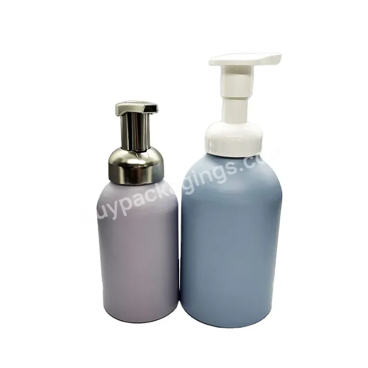 Rts Aluminum Matte Cosmetic Shampoo Foam Lotion Bottles Packaging/350ml Metal Wash Room Soap Foaming Pump Bottles