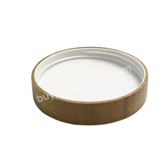 Rts Hot Sell 89mm Eco Nature Friendly Bamboo Big Screw Cap Bamboo Collar Lid For Jar Wholesale Plastic Water Transfer White Lids