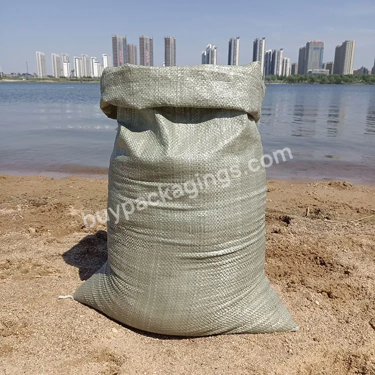 Russian Green Building Garbage Pp Sack Green Woven Sand Bag 50kg Sand Bag For Flood