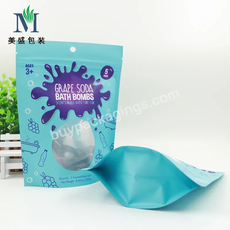 Sachets Grape Soda Bath Bombs Stand Up Bag Transparent Cosmetic Package Gravure Printing Low Cost Recyclable Customized Size