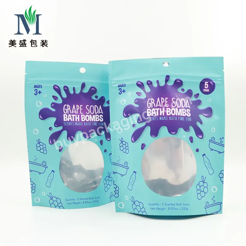 Sachets Grape Soda Bath Bombs Stand Up Bag Transparent Cosmetic Package Gravure Printing Low Cost Recyclable Customized Size