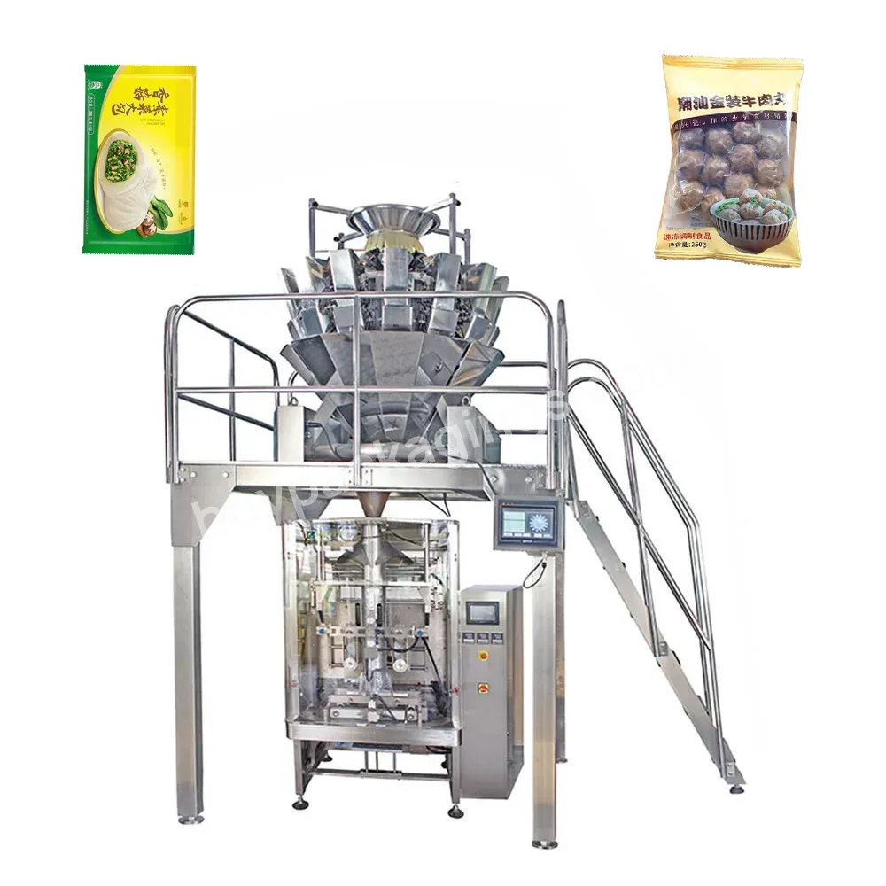 Salad Multihead Weigher Automatic Granular Quick Freezing Vertical Packing Machinery For Shrimp Frozen Food