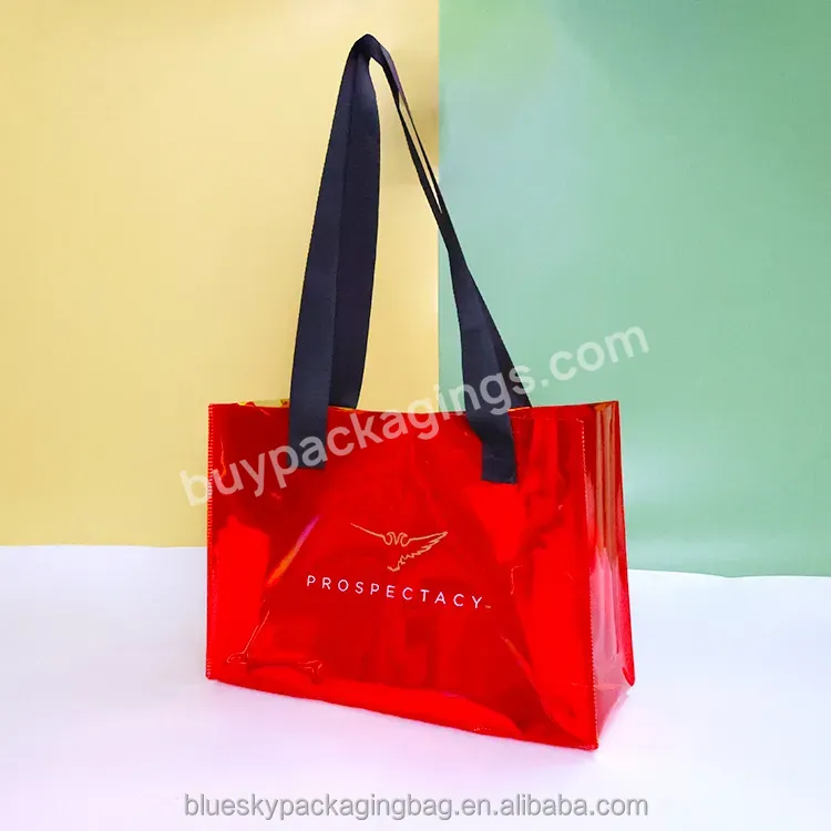Sales Of The First Printed Logo Luxury Color Tote Bag Large Size Printed Personalized Logo Waterproof Totepvc Holographic Bag