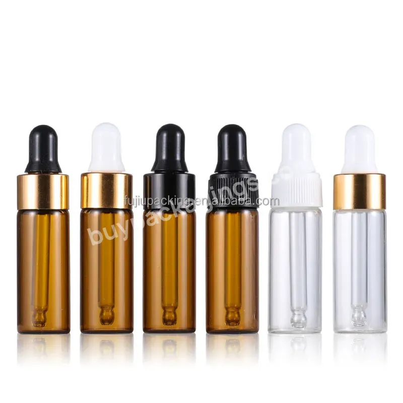 Sample Bottles 5ml 3ml 2ml 1ml Empty Essential Oil Pink/clear/brown Glass Dropper Bottle With Rose Gold Dropper