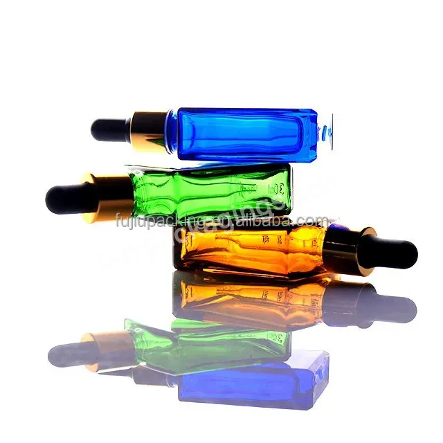 Sample Free 1 Oz Glass Essential Oil Serum Dropper Bottle Flat Shoulder Amber Frosted Clear 30ml Dropper Bottle For Essence