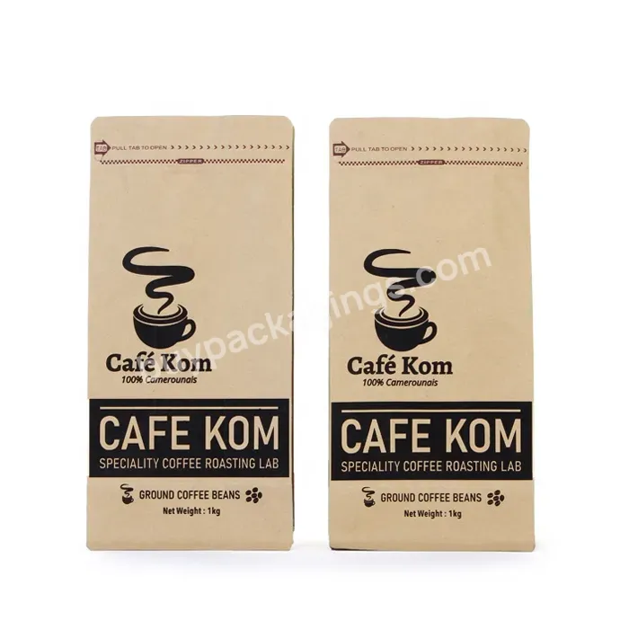 Sample Free Colombian Luxury Flat Bottom Ppouch Kraft Paper Empty Coffee Tea Bags Valve With Side Gusset Wholesale