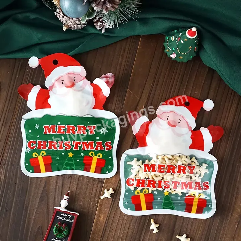 Santa Claus Shaped Bag,Christmas Ziplock Bag,Xmas Candy Packaging Bag Decoration For Christmas Tree