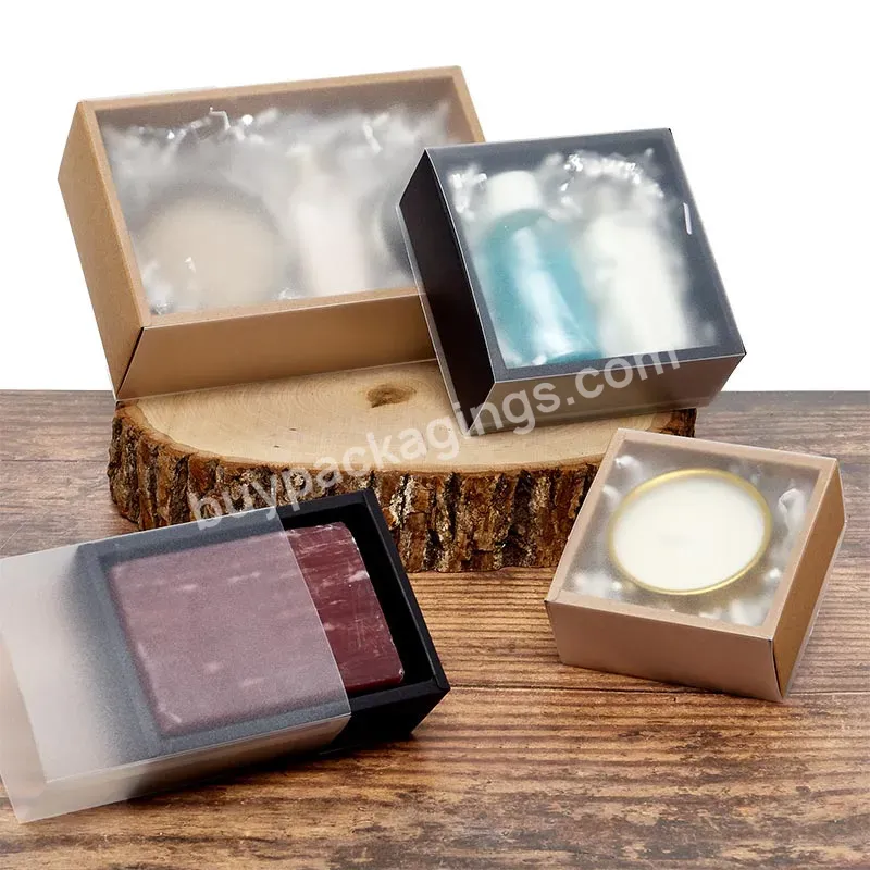 Scented Candle Paper Packaging Box Gift Double Wall Slide Open Boxes With Frosted Pvc Lid