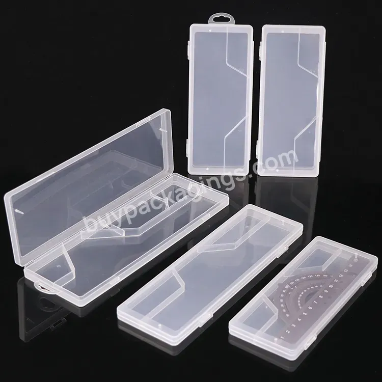 School Geometry Ruler Box Math Squares 4pcs Aluminum Ruler Compasses Set Empty Plastic Case For Student