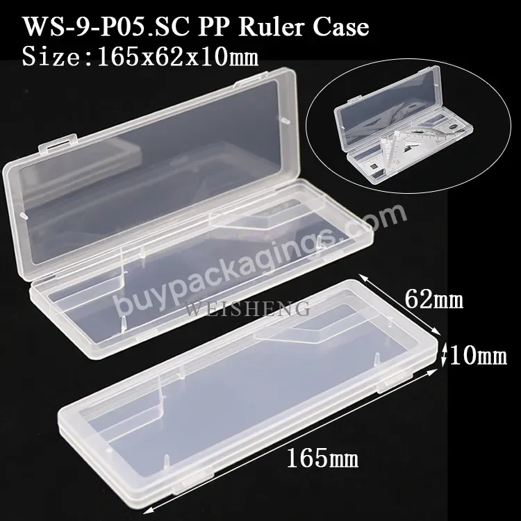 School Geometry Ruler Box Math Squares 4pcs Aluminum Ruler Compasses Set Empty Plastic Case For Student