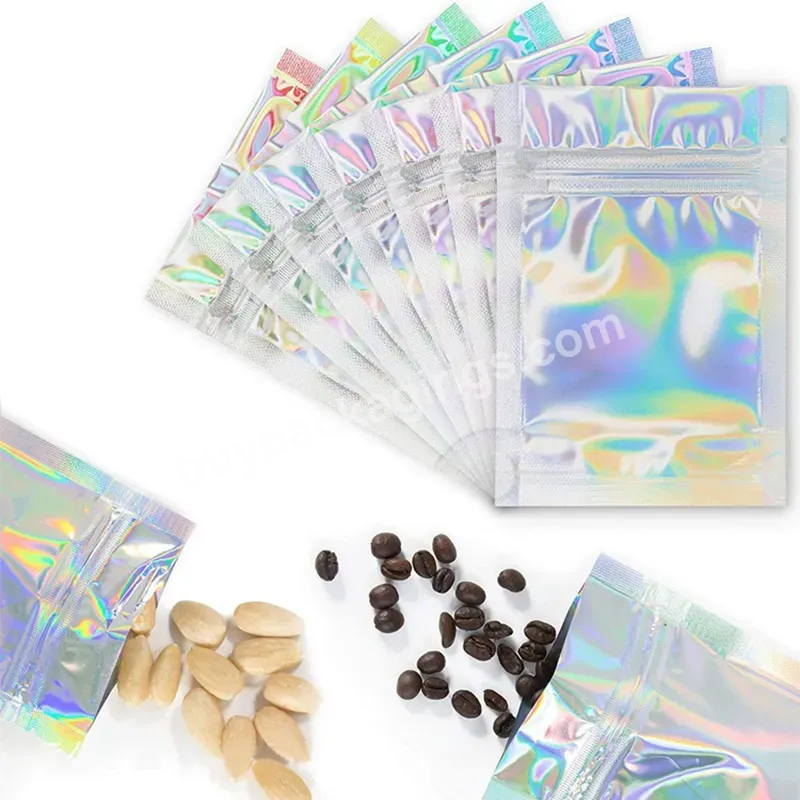 Sealable Holographic Foil Bag,Laser Polyester Film Zipper Packaging Bag For Packaging Cosmetics Eyelashes