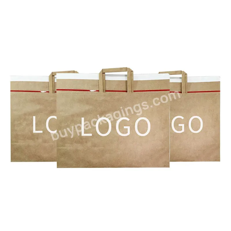 Sealed Trash Restaurant Take Out Take Away White Kraft Paper Bags Song Da With Closing Handles With Flap With Zip Lock For Tea