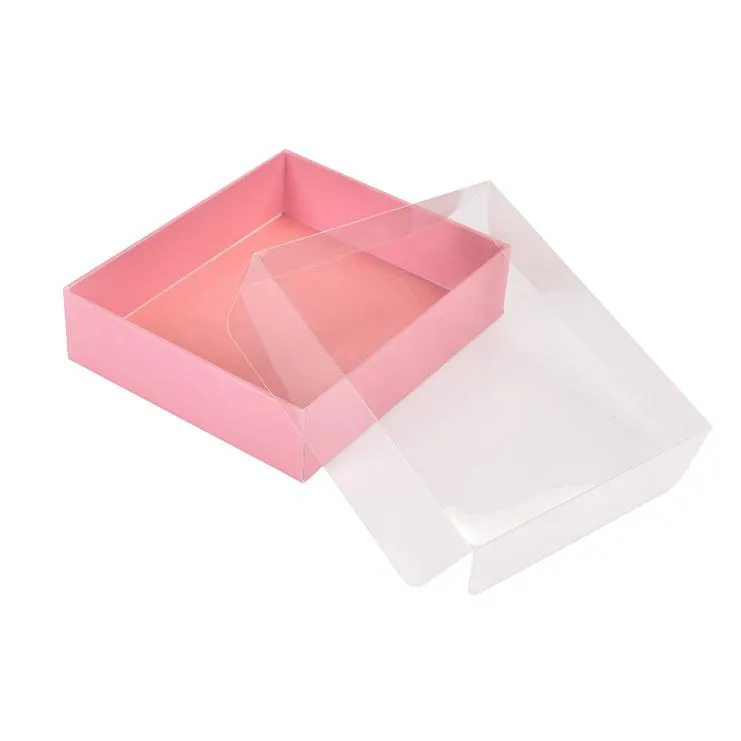 see through new design square cosmetic display pastry cake scarf tie  hair clips cookie packaging gift box with clear pvc lid