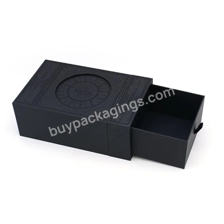 Seismo New design black Matte custom LOGO Open to automatically pop up luxury cardboard gift packaging paper watch box