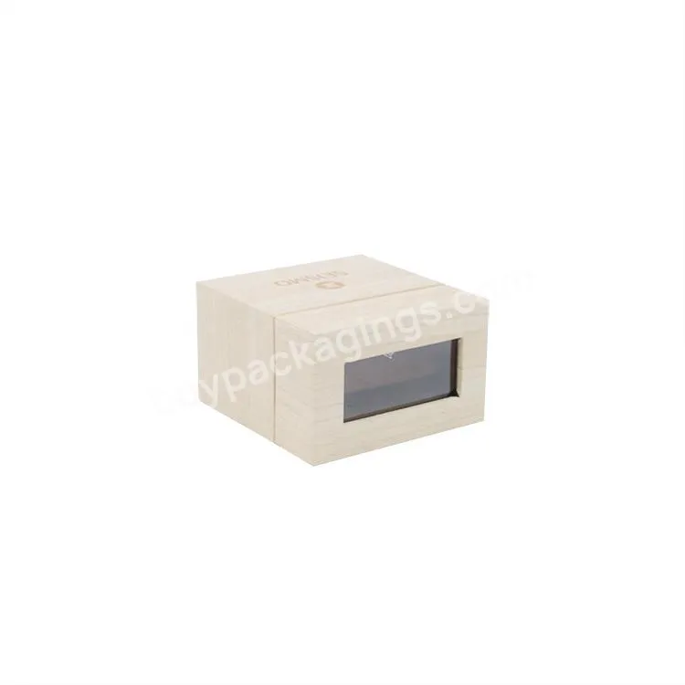 Seismo new design ring box drawer type paperboard ring jewelry box with transparent PVC window