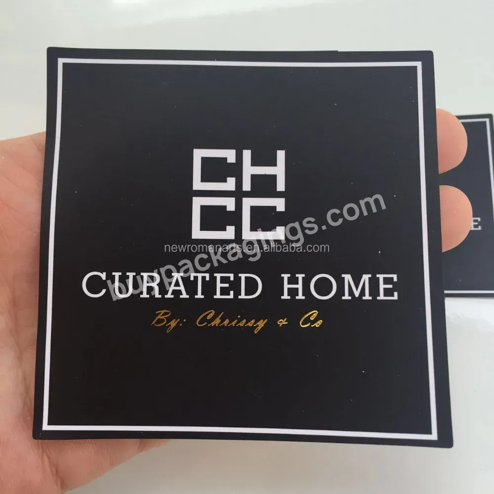 Self Adhesive Artpaper Square Label Stickers Custom Logo Package Waterproof Gold Foil Label Sticker