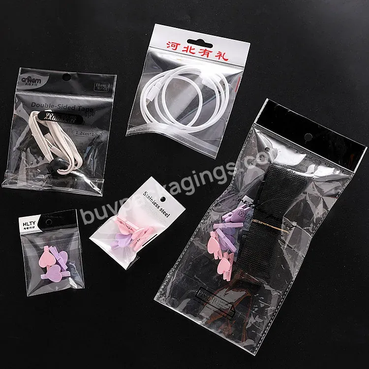 Self Adhesive Bag With Hook For Small Gift Jewelry Earrings Packaging Bags Clear Opp Resealable Plastic Customized Package Bopp