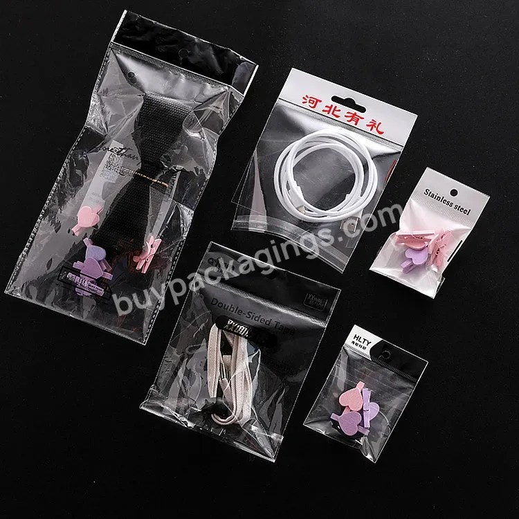 Self Adhesive Bag With Hook For Small Gift Jewelry Earrings Packaging Bags Clear Opp Resealable Plastic Customized Package Bopp