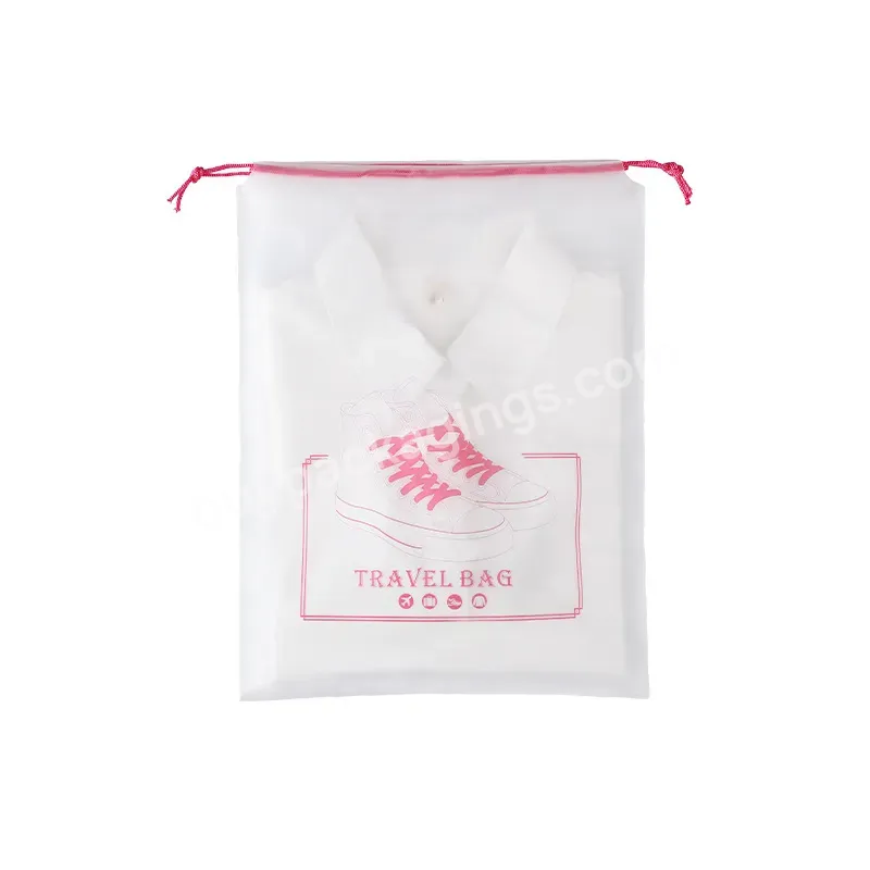 Self Defined Logo Gift Promotional Polyester Plastic Drawstring Frosted Packing Bag
