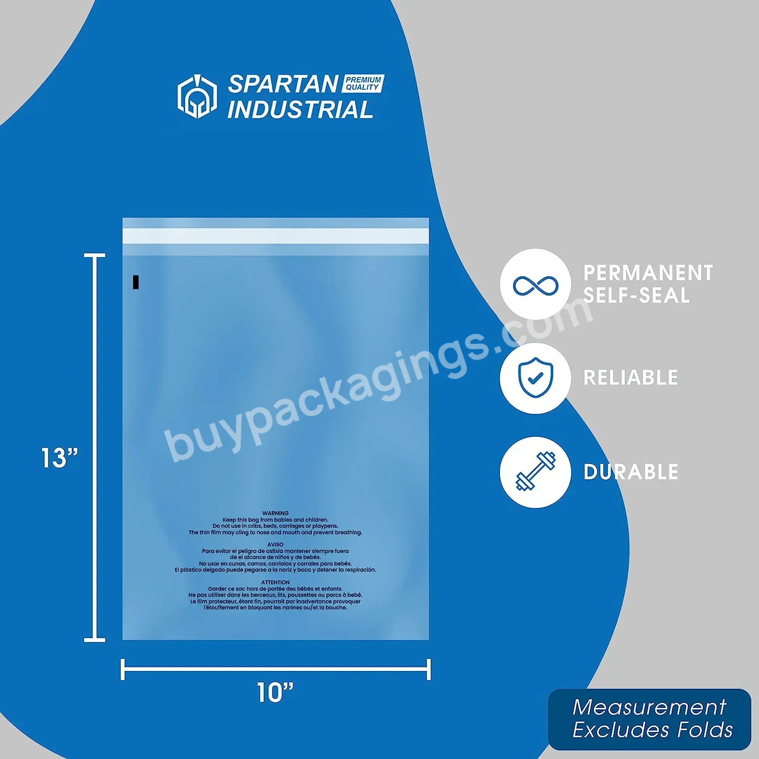 Self Seal Clear Poly Bags With Suffocation Warning For Packaging