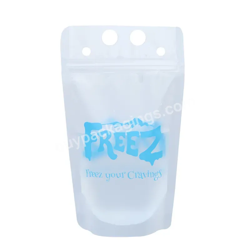 Self Seal Zip Up Ziplock Custom Logo Acceptable Beverage Packaging Stand Up Food Clear Plastic Drink Pouch Bag With Straws