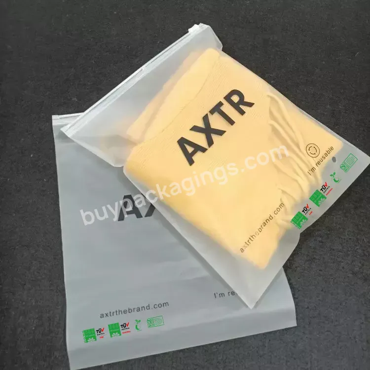 Self Sealing Eco Friendly Poly Zipper Bags Custom Biodegradable Plastic Frosted Zip Lock Bag For Clothing With Own Logo