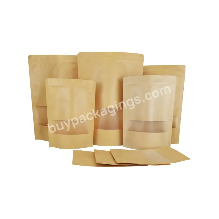 Self-sealing Kraft Paper Bag For Coffee Beans With Transparent Window