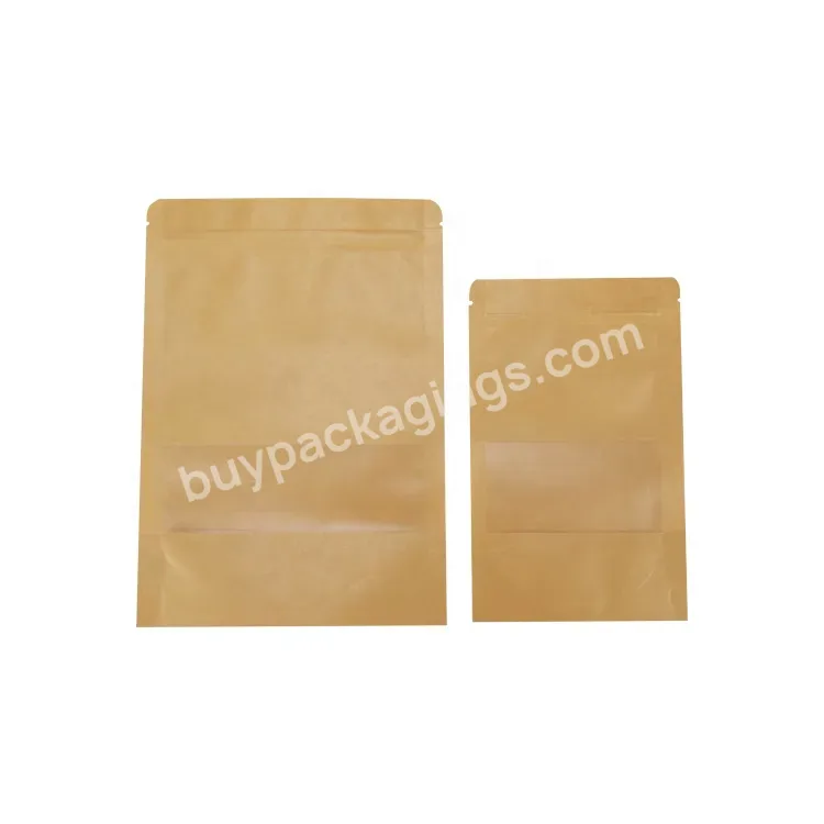 Self-sealing Kraft Paper Bag For Coffee Beans With Transparent Window