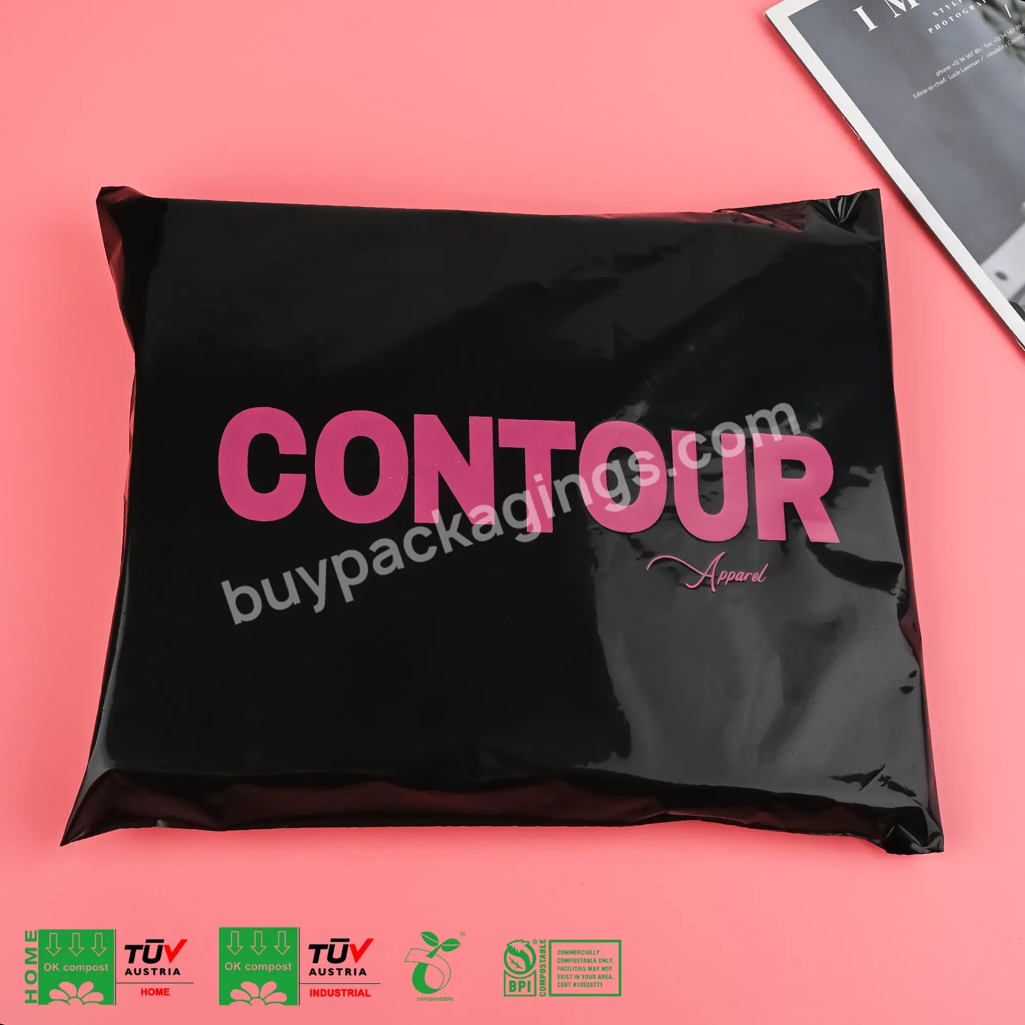 Self Sealing Tear Proof Biodegradable Compostable Black Shipping Bags Clothing Shipping Bags With Logos Custom Print