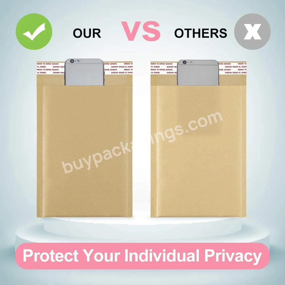 Self Sealing Tear Resistant Small Business Mailing Packages Natural Kraft Bubble Paper Bag Envelopes Padded Mailer Bag