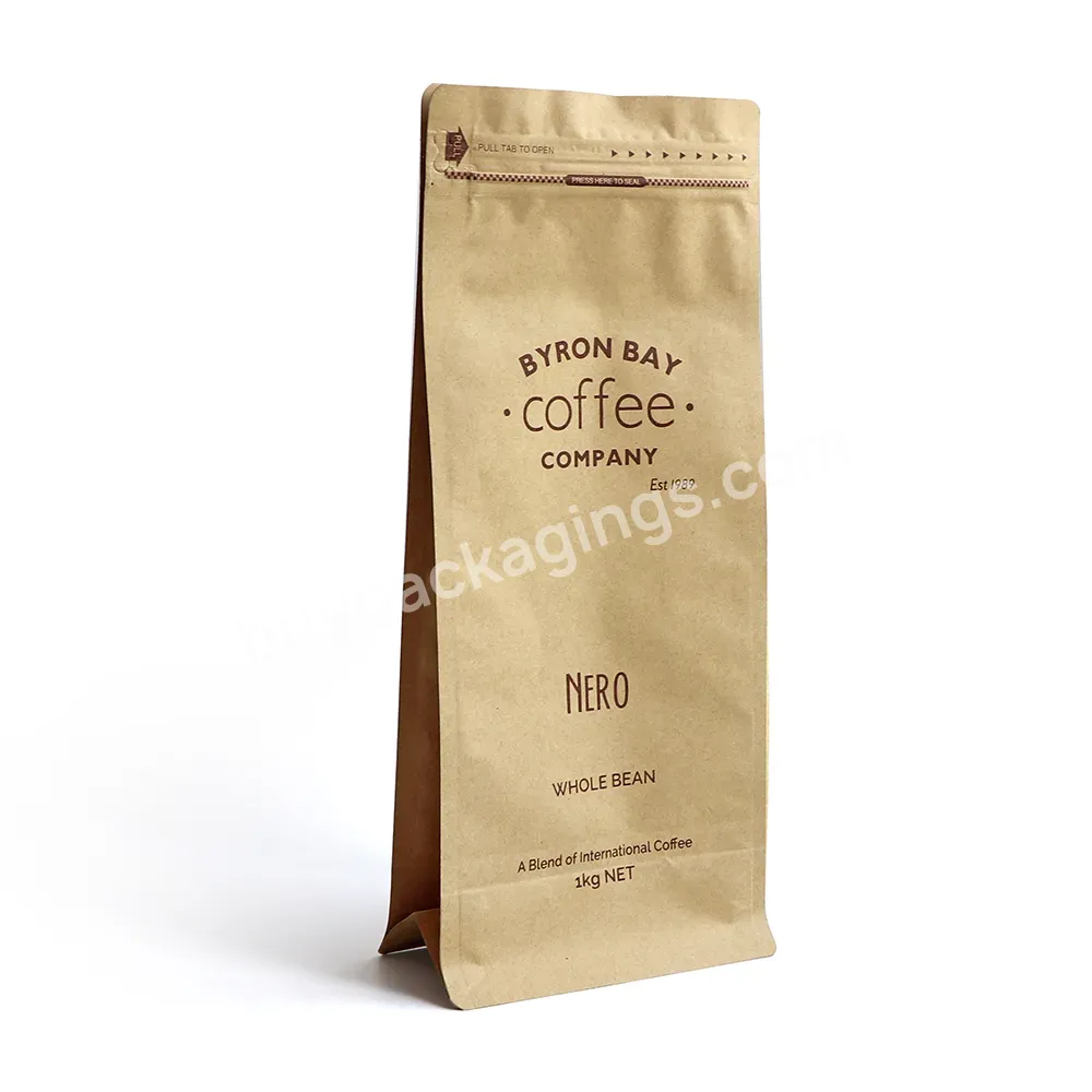 Selling Custom Flat Bottom Coffee Bag Stand Up Zip Lock Pouch For Coffee Packaging Bag With Valve And Zipper