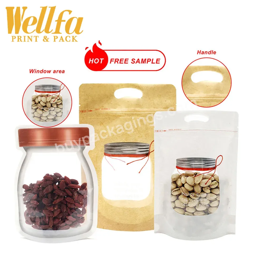 Shaped Customize Printing Packing Bags Snack Mixed Dried Fruits Cashew Food Packaging Peanut Raisin Nuts Package Bag With Window