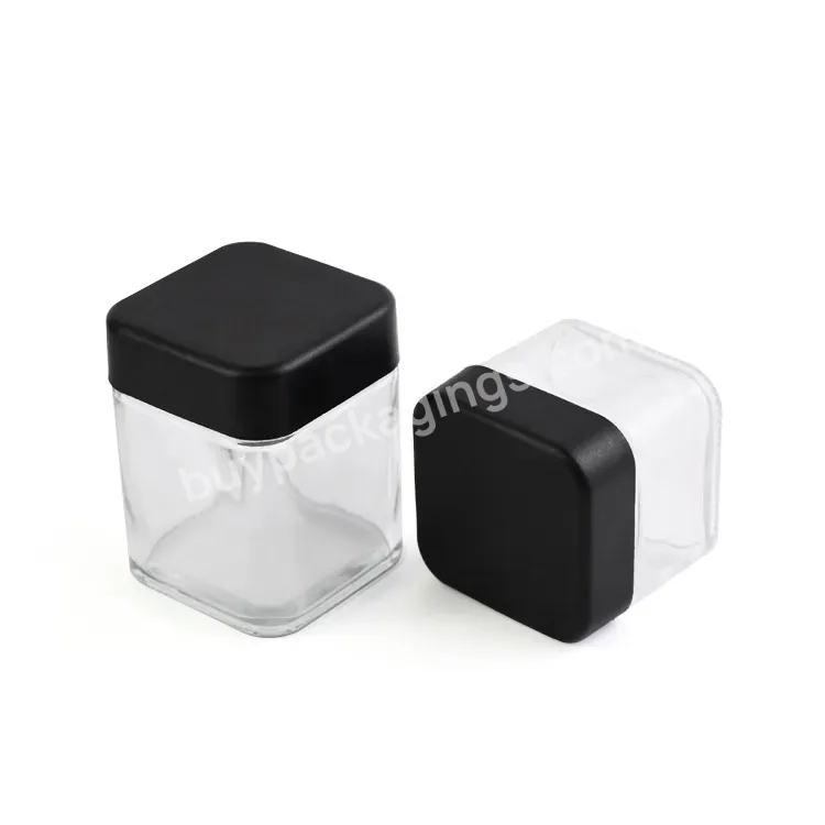 Shaped Square Glass Jar 2oz 3oz 4oz Flower Jars Child Resistant Square Glass Jar 3oz With Child Resistant Cap