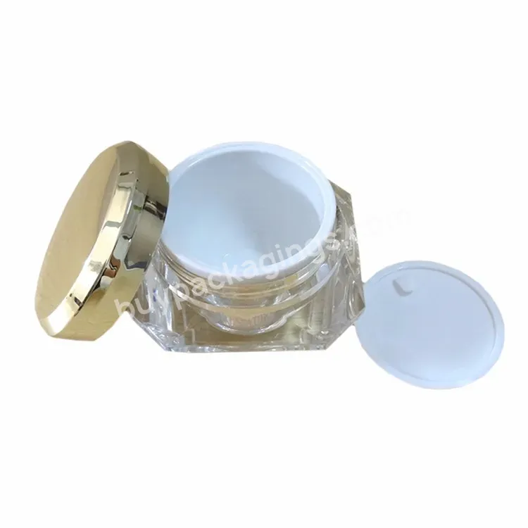 Shiny Golden Acrylic Double Wall Diamond Shape Plastic Eye Cream Facial Care Packaging Plastic Jar 30g