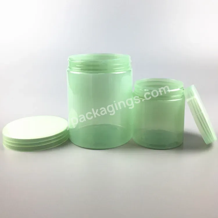 Shiny Green Color 89mm Neck Size Wide Mouth Pet Plastic Recycled Pcr Cream Jar With Screw Lid