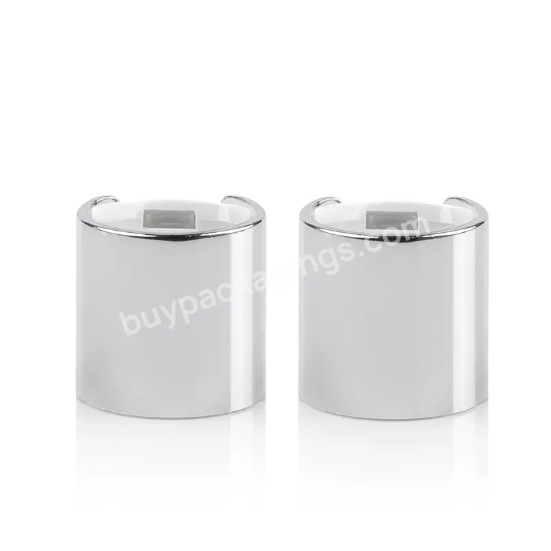 Shiny Silver + Shiny White Dispenser Disc Top Cap For Shampoo - Buy 24/410 Shiny Silver Disc Top Cap,Silver/white Disc Top Cap,24/410 Silver Disc Cap.