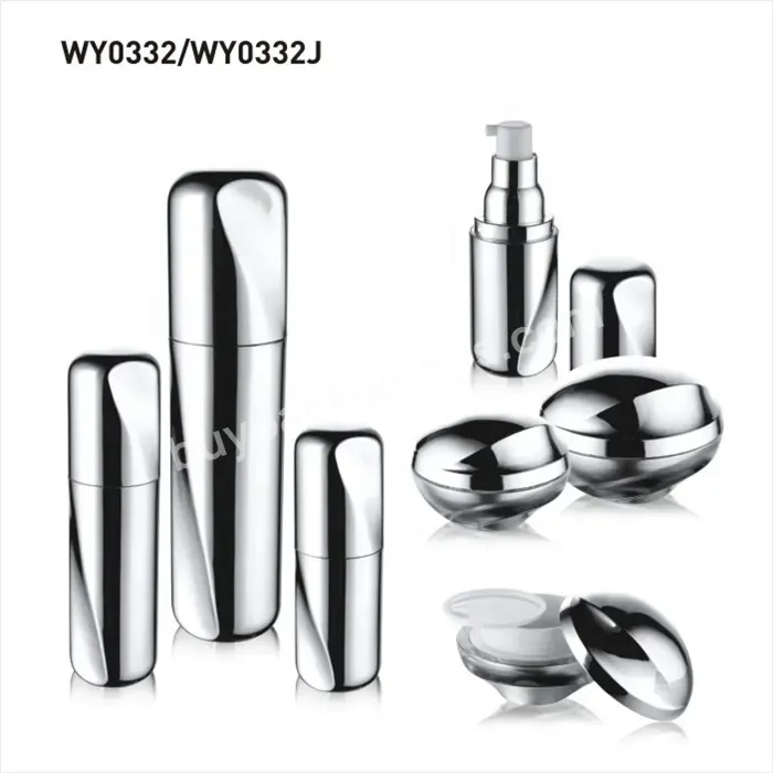 Shiny Silver Uv Coating Lotion Pump Bottle With Jar Acrylic Plastic Bottle For Cosmetic Packing