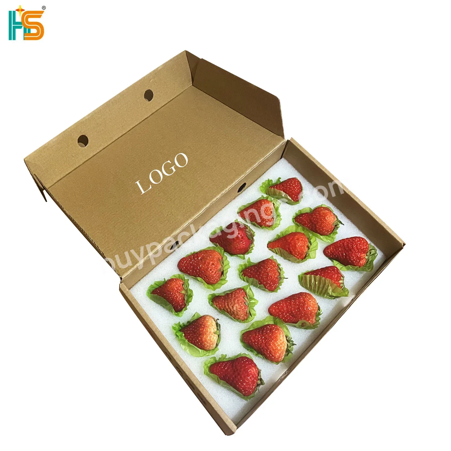 Shipping Corrugated Fruit Box Custom Logo Kraft Paper Strawberry Boxes For Packaging