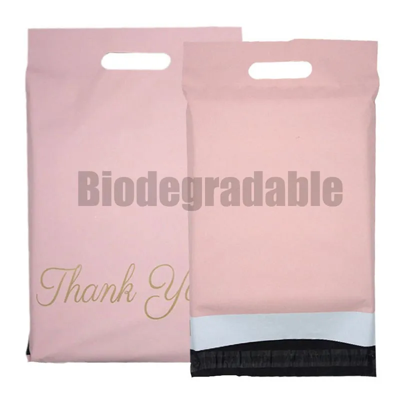 Shipping Mail Polymailer Biodegradable Order Thank You Decorative Plastic Custom Mailing Envelopes Bag With Handle