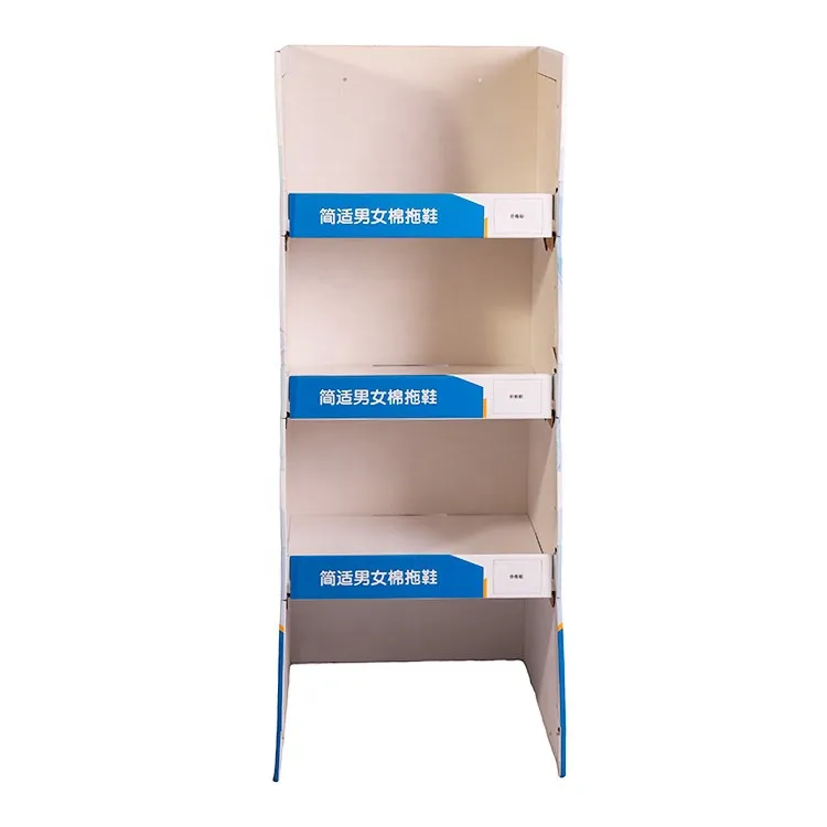 Shop T Shirt Tabletop Easy Fold Advertising Cardboard Banner Stand Totem Countertop Display Unit White Cardboard 3 Tiers