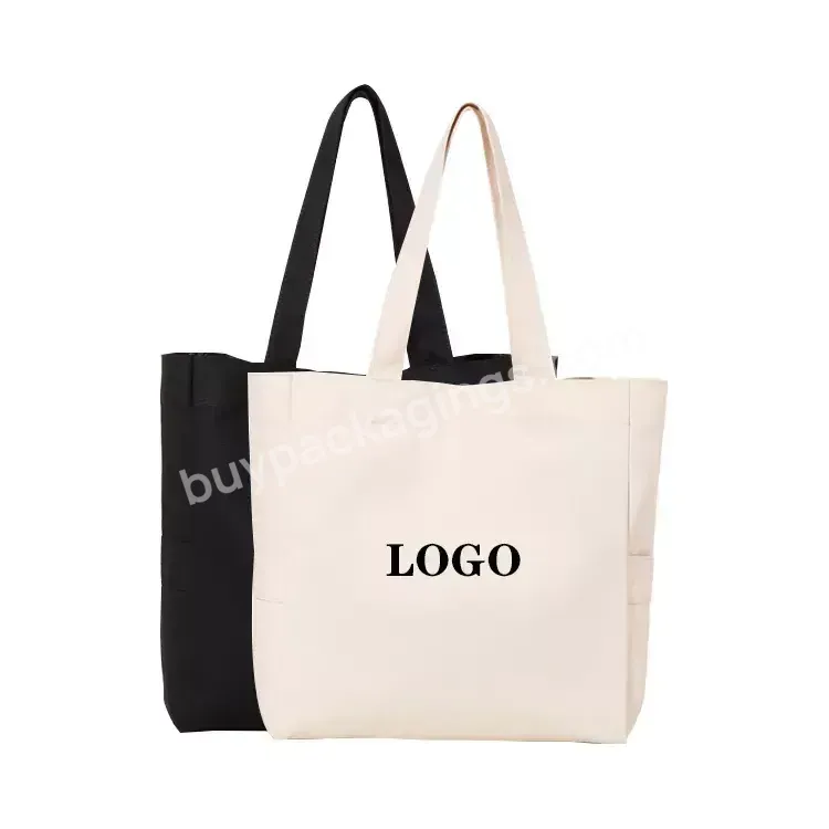 Shopping Bags Wholesale Plain Organic Reusable Foldable Custom Design Print Cotton Canvas Tote Bag Beach Shopping Bag With Logo