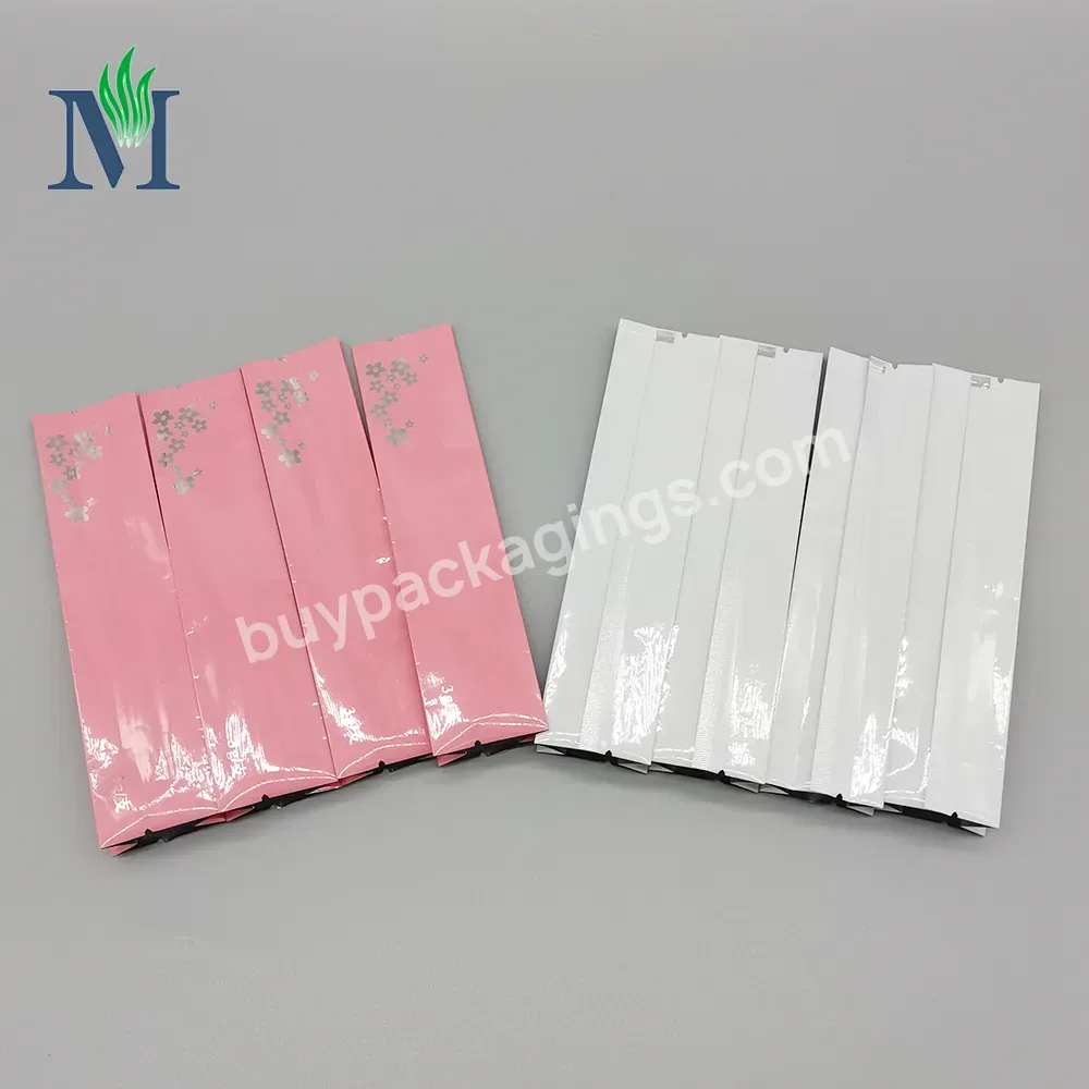 Side Gusset Aluminum Foil Sachet Tea Bags Tear Notch Glossy Packaging Bags Back Sealing Laminating Pouch Film Smell Proof